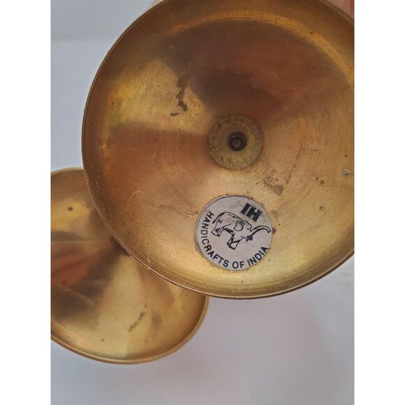Vintage Brass Candlestick Holder | round Base |Vintage Enamelled Brass - Picture 9 of 10